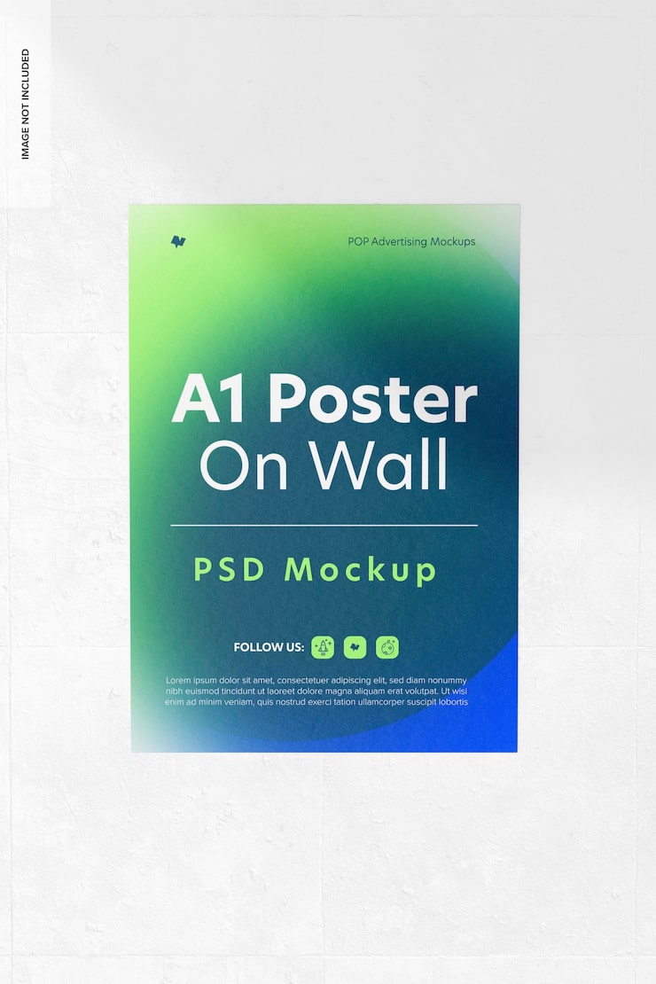 PSD a1 poster on wall mockup