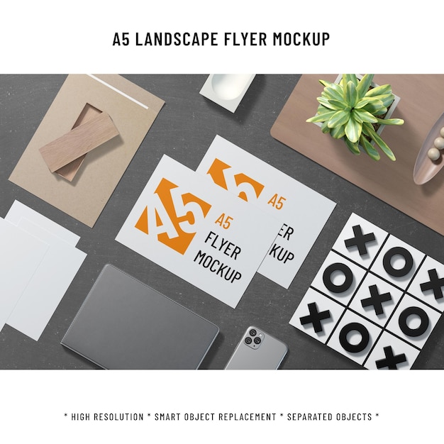 PSD a5 landscape flyer mockup