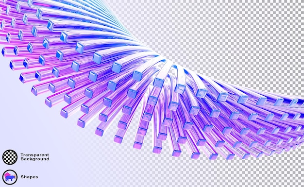 PSD abstract 3d background with glass wave speed motion effect of rows square lines holographic gradient light curve shape pattern futuristic architecture design render tech banner