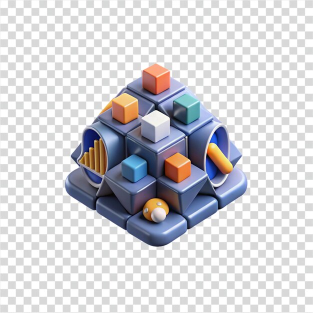 PSD abstract 3d cube data visualization modular design geometric patterns and colorcoded information