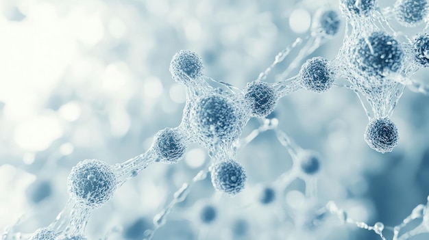 PSD abstract 3d illustration of interconnected spheres representing a molecular structure or network