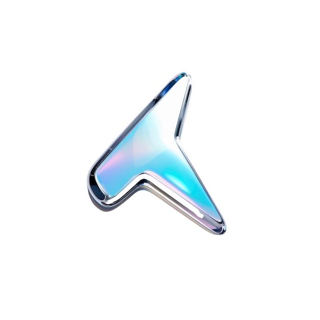 PSD abstract 3d iridescent arrow pointer for navigation and direction