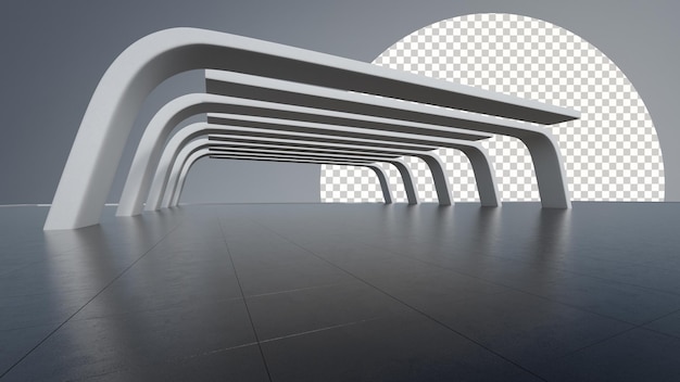 PSD abstract architecture design of modern building empty parking area floor and concrete structure 3d rendering background image for car scene