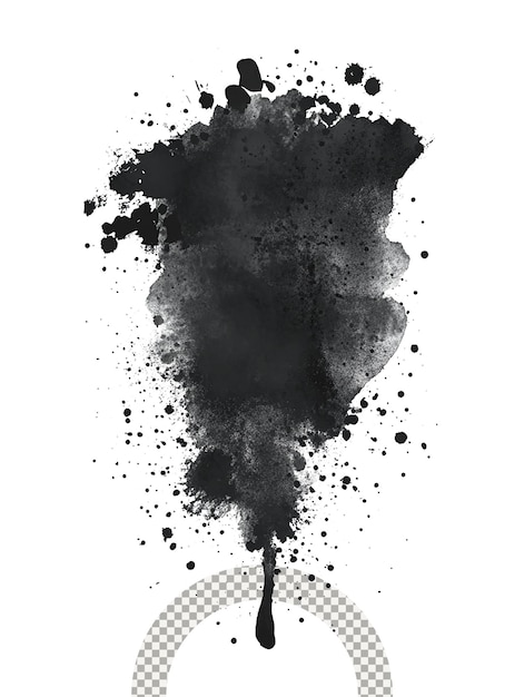 PSD abstract black ink splash on white background creating a dramatic design effect