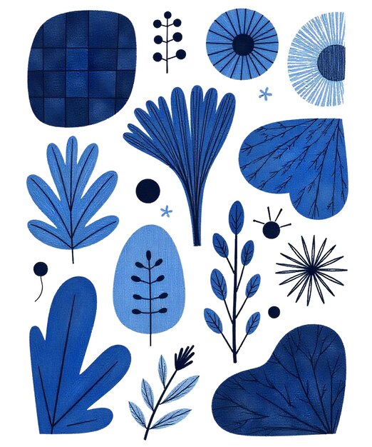 PSD abstract blue floral composition