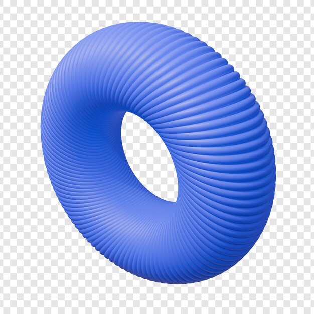 PSD abstract blue ridged torus 3d render on transparent background