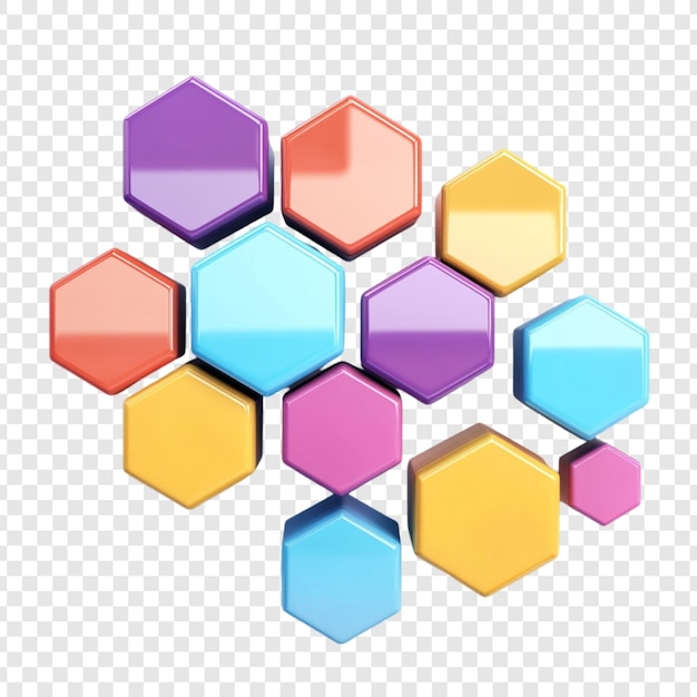 PSD abstract colorful hexagon composition a vibrant array of glossy hexagons in various colors arranged in a dynamic overlapping pattern the hexagons create a visually appealing modern design