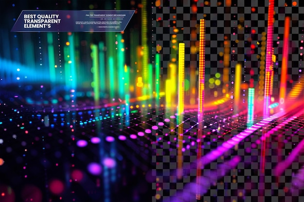PSD abstract digital waveforms and data streams on transparent background