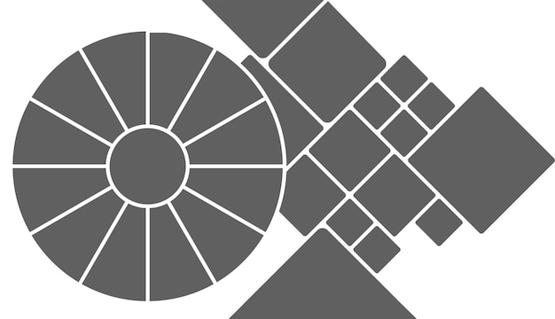 PSD abstract geometric composition with circular and angular shapes