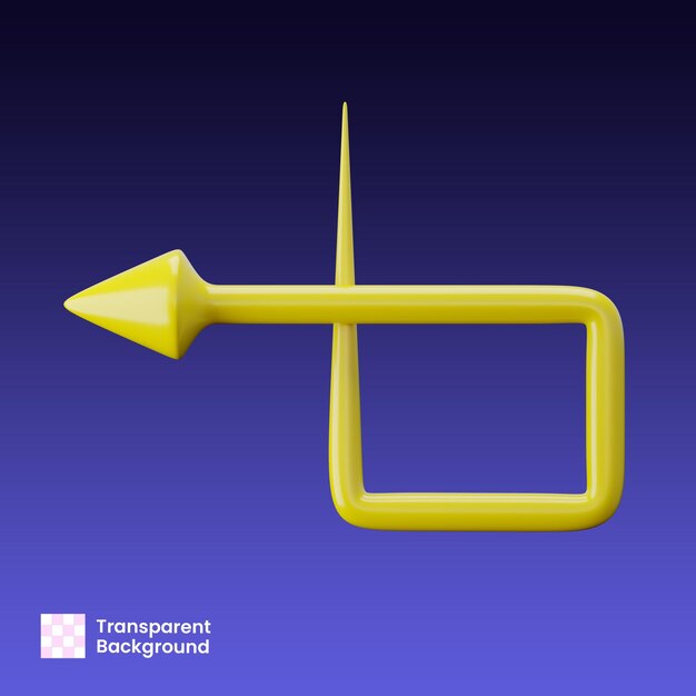 PSD abstract square curve arrow 3d render