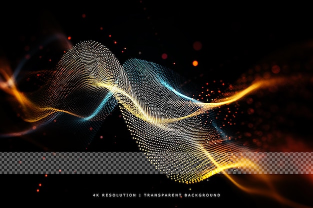 PSD abstract technology dotted waves on transparent background