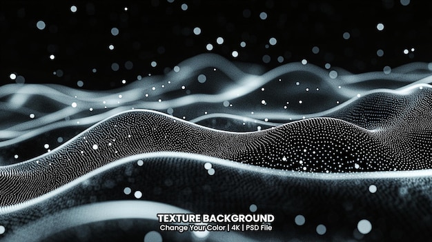 PSD abstract white particle background flow wave with dot landscape texture background