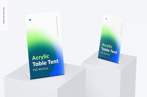 PSD acrylic table tents mockup, perspective