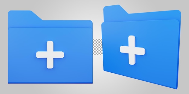 PSD add folder on transparent background 3d render