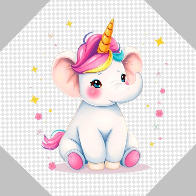 PSD adorable unicorn elephant