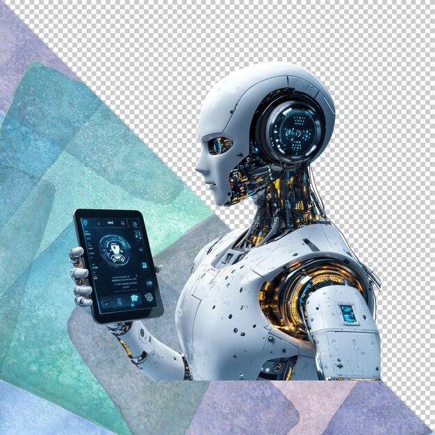 PSD advanced ai robot using a futuristic tablet computer