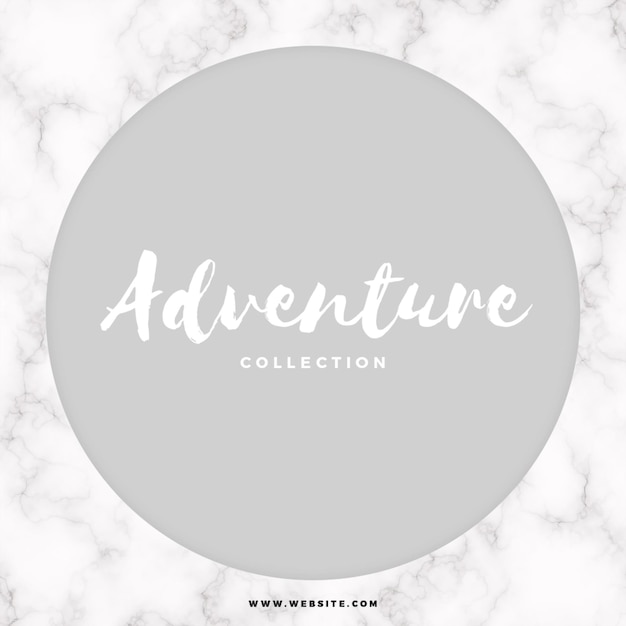 PSD adventure collection in a circular design with a marble texture