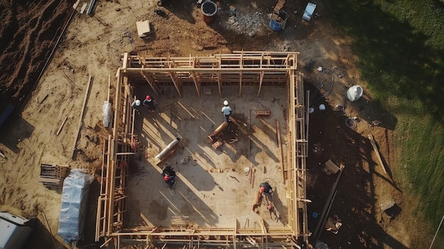 PSD aerial view of a construction site in progress
