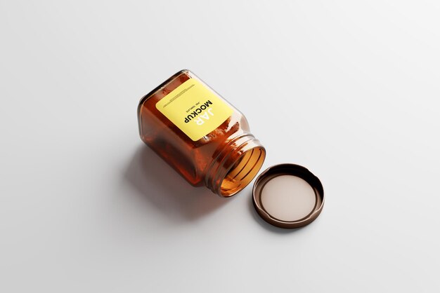 PSD amber glass jar mockup
