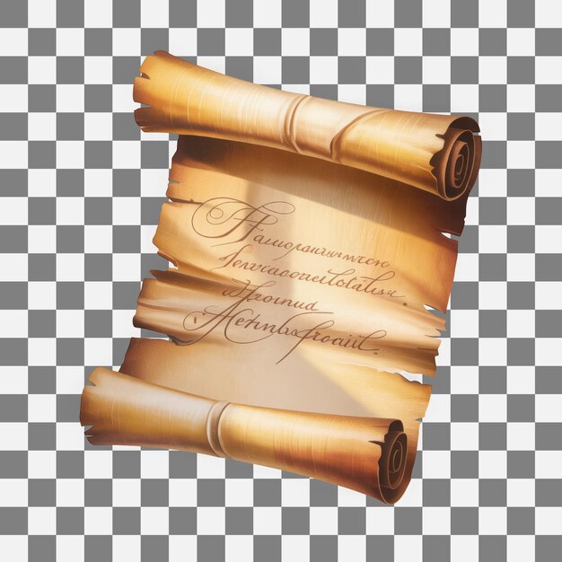 PSD ancient rolled parchment scroll with faded calligraphy