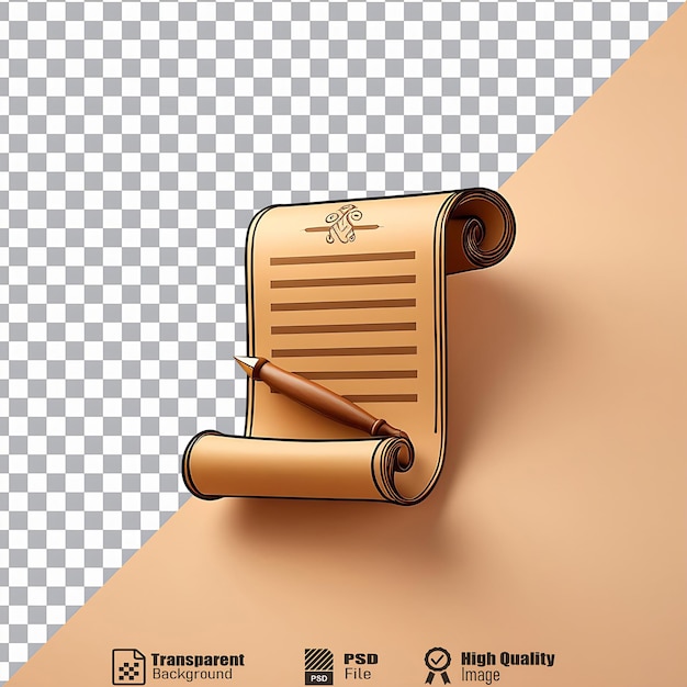 PSD ancient scroll and pen symbol icon