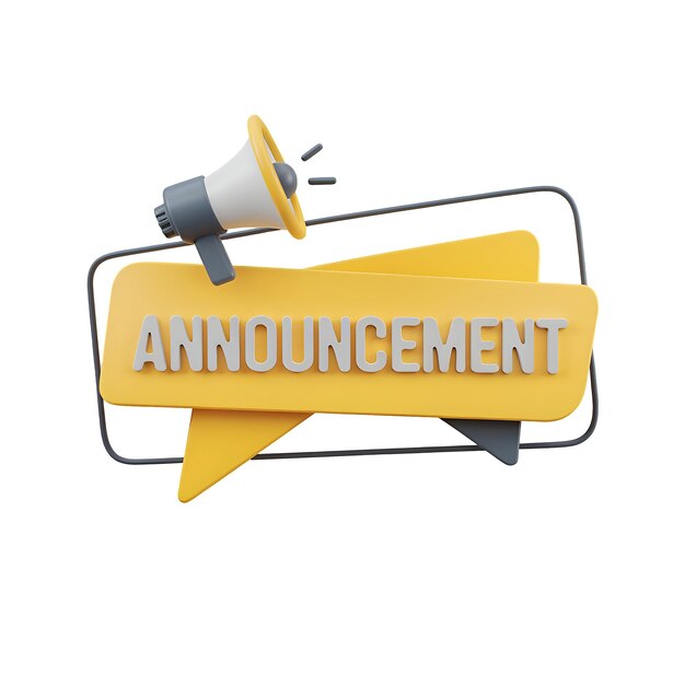 PSD announcement with megaphone icon