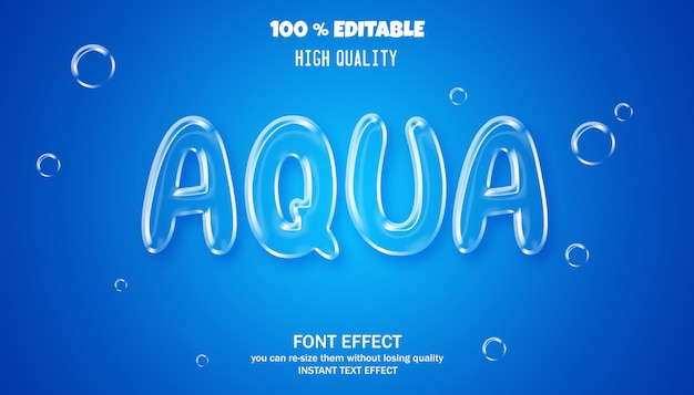 PSD aqua font style effect template