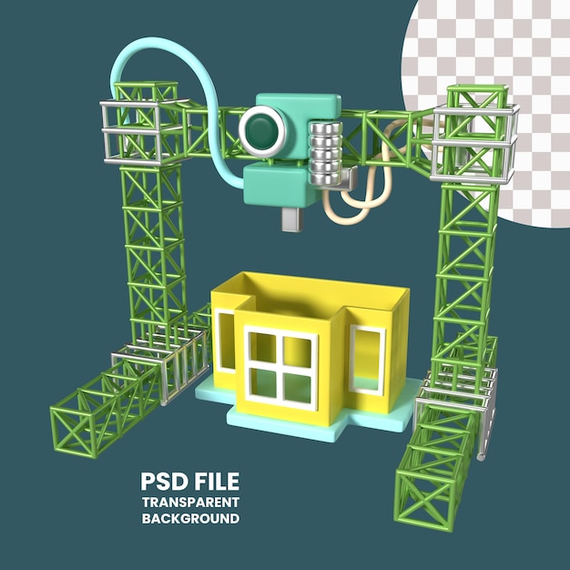 PSD architecture 3d printer 3d illustration icon