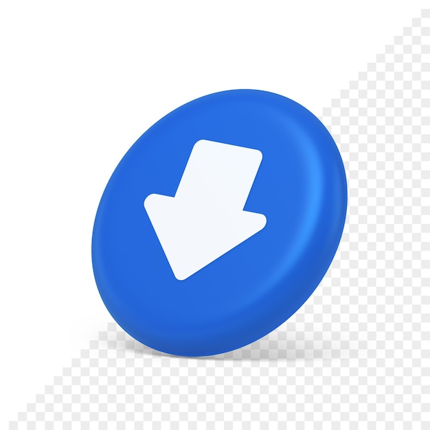 PSD arrow down button keyboard navigation pointer cyberspace downloading web app 3d side view icon