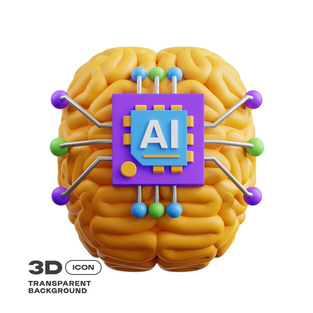 PSD artificial intelligence 3d illustration png template