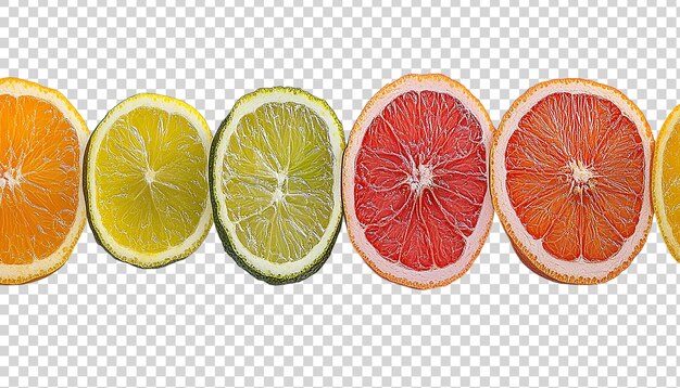 PSD assorted citrus fruit slices on a transparent background