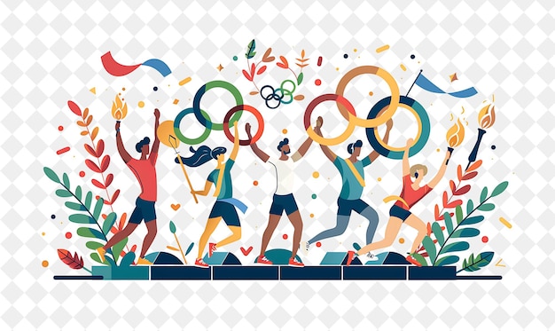 PSD athletes participating in the olympic games design is energe flat illustration festival of the world