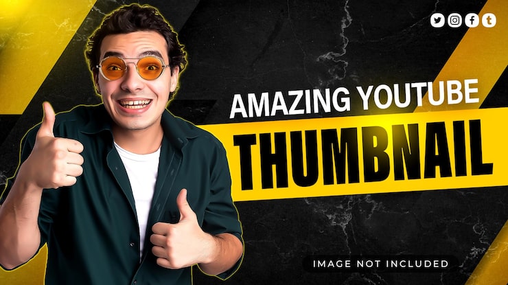 PSD attractive black and yellow youtube thumbnail design