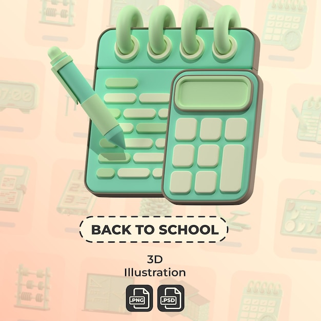 PSD back to school 3d illustration