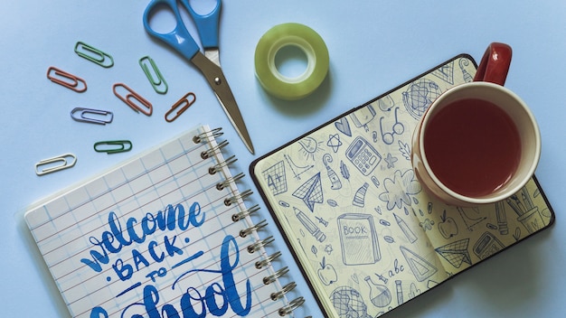 PSD back to school mockup with open book