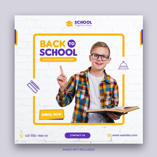 PSD back to school social media post or web banner template