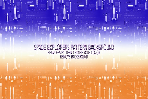 PSD background texture with space explorers shuttles planets and stars editable psd pattern
