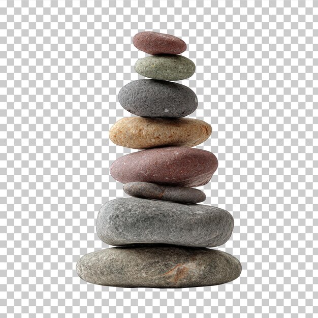 PSD balanced zen stone stack on transparent background