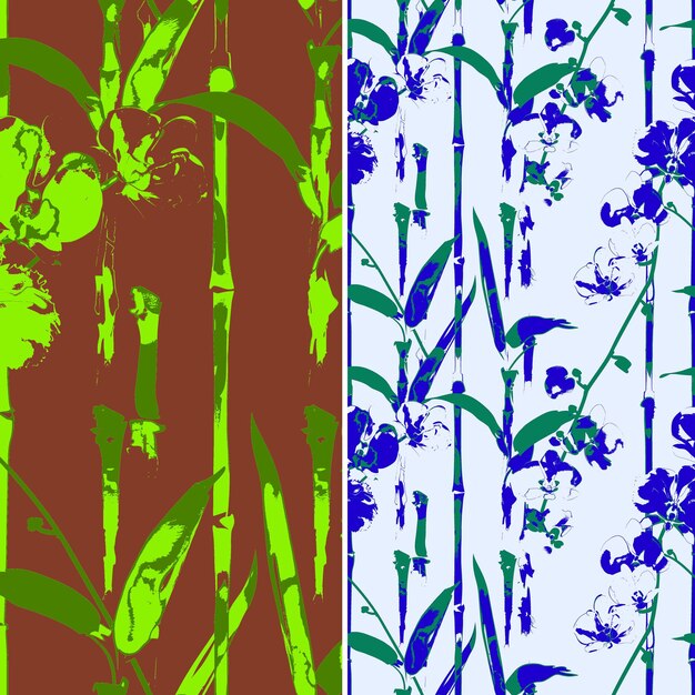 PSD bamboo in green and red