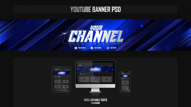 PSD banner for youtube channel with night concept