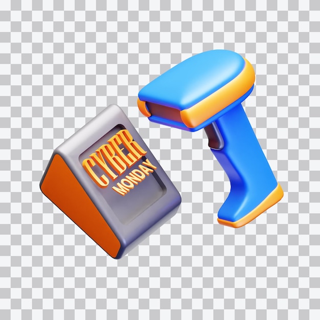 PSD barcode scanner 3d illustration