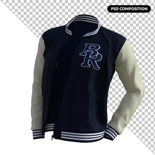 PSD baseball style jacket isolated 3d