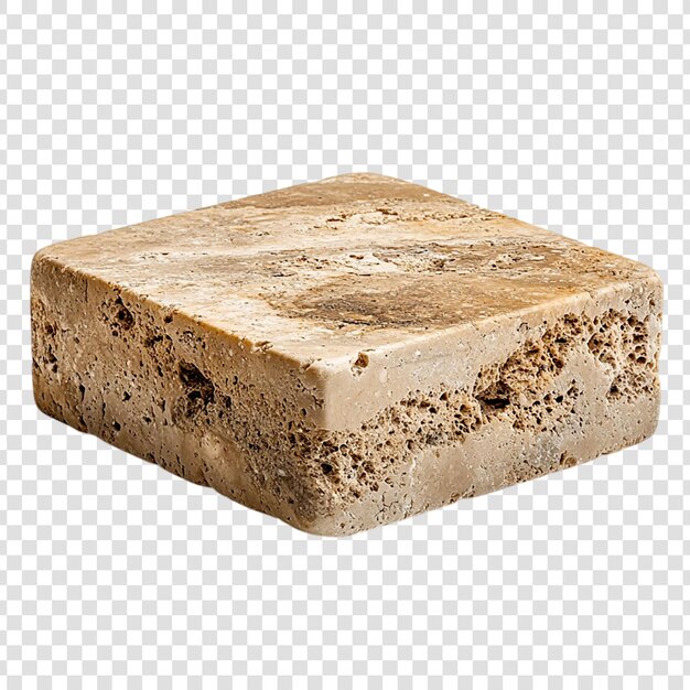 PSD beige travertine stone block cube texture sample