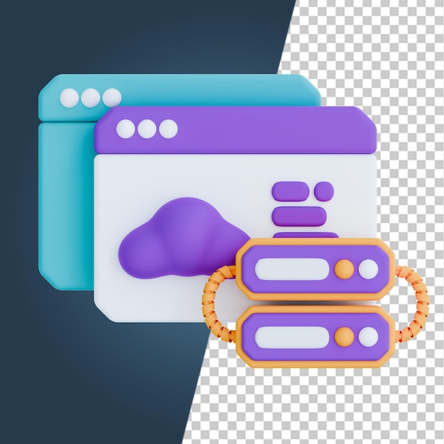 PSD big data cloud 3d icons render clipart