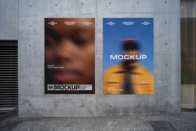 PSD big poster mockup on street