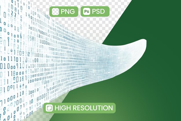 PSD binary code creates abstract data stream with data concept