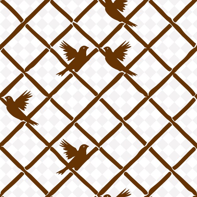 PSD birds on a fence with a pattern of birds