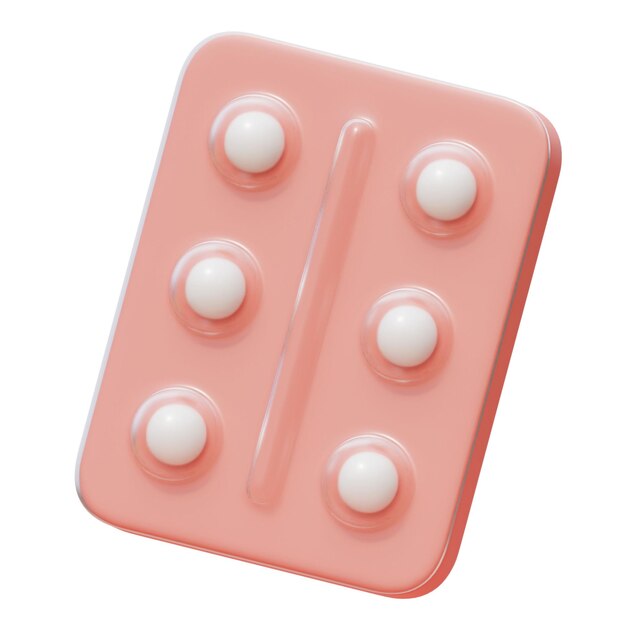 PSD birth control pill cartoon style 3d graphic