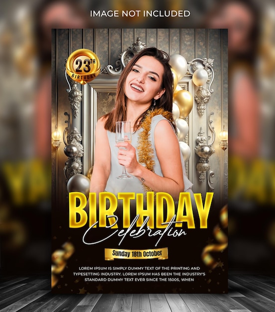 PSD birthday celebration party flyer and poster design template