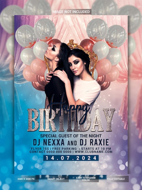 PSD birthday celebration party flyer